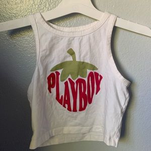 Cropped playboy tank top